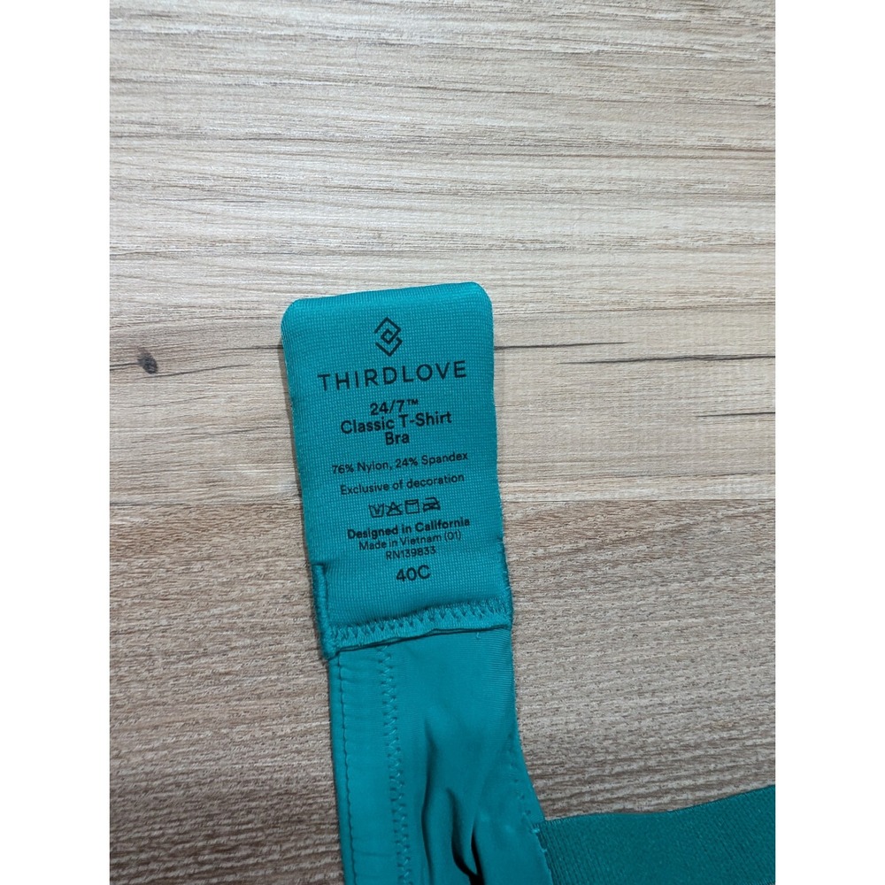 Thirdlove, 24/7 Classic T-Shirt Bra, 40C, Teal, Comfort, Flexible Underwire - Picture 3 of 5